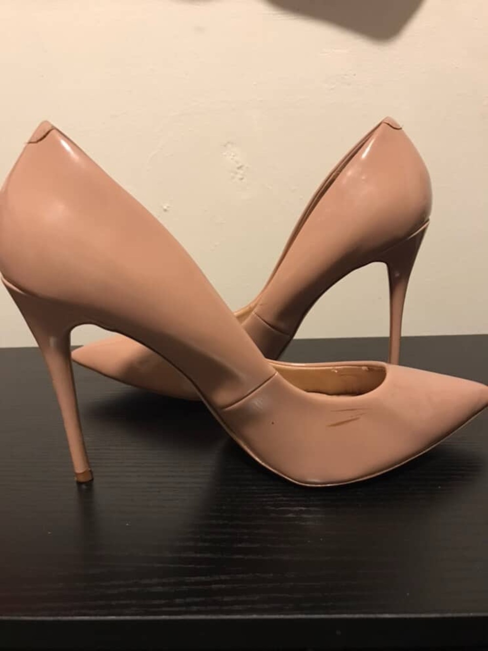 Steve Madden Nude Patent Leather Pointed Toe Stiletto Pumps